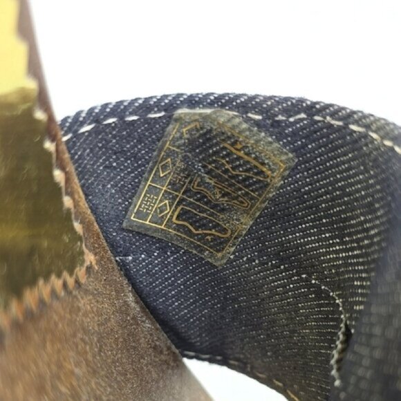 Faith Women's Gold Denim Slip On Upper Buckle Strap Mule Sandal Sole Size 6 - Picture 15 of 16